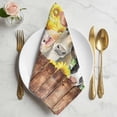thumbnail image 2 of Sunflowers Farm Animals Cloth Napkins, Vintage Wooden Animals Washable and Reusable Dinner Napkins Set of 8, Table Napkin for Kitchen Party Birthday Wedding Hotel Housewarming 20"x20", 2 of 9
