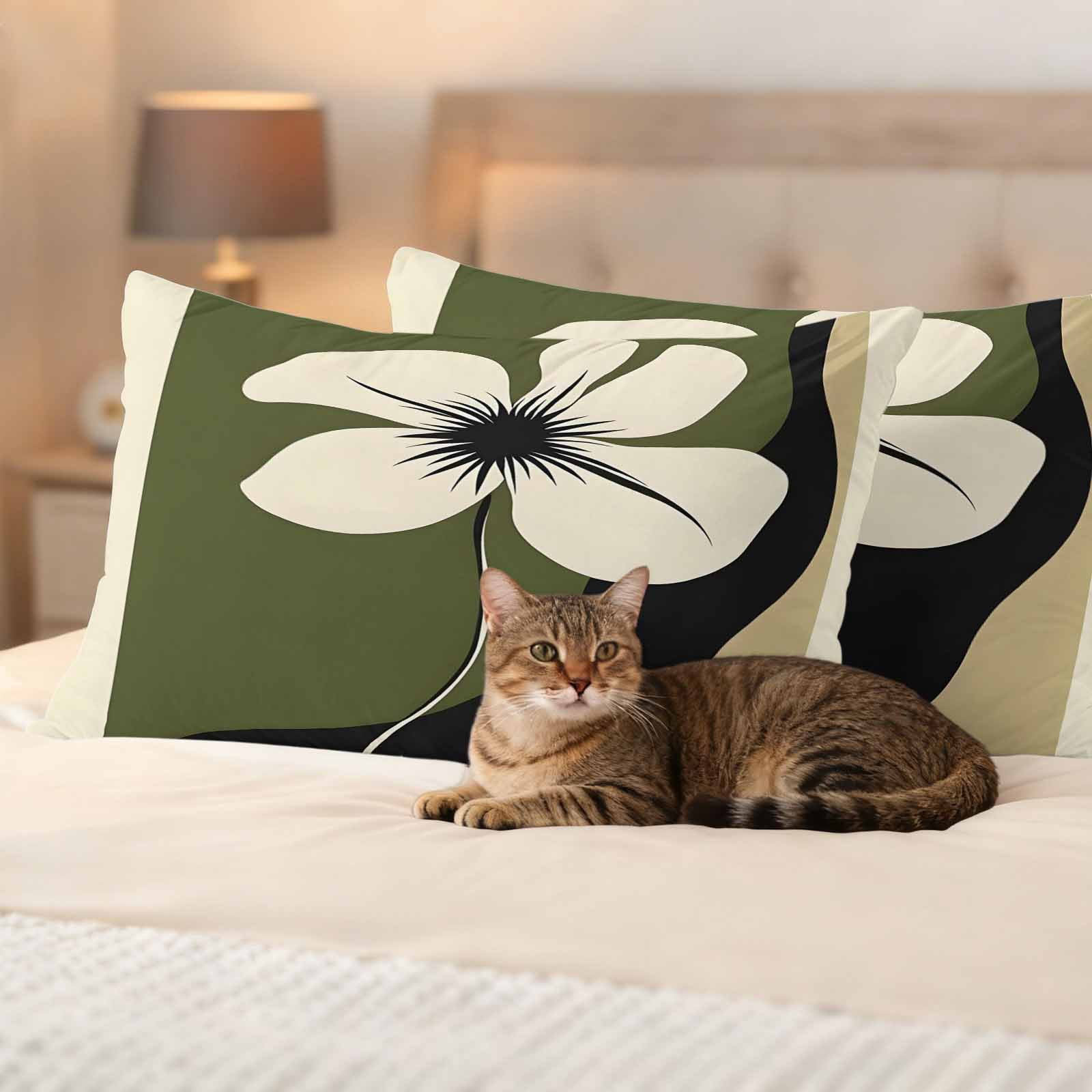 Green Floral Spring Outdoor Waterproof Pillow Covers, Modern Abstract Blooms Botanical Decorative Rectangle Throw Pillowcase Sofa Cushion Sham for Patio/Couch/Chair, 20"x12" 2 Pack