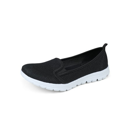 

SIMANLAN Women Walking Shoes Slip On Sneakers Lightweight Flats Womens Breathable Casual Sneaker Ladies Mesh Black 7