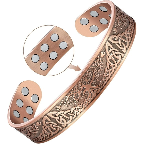 Wollet Solid Copper Magnetic Bracelets for Men Women
