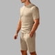 thumbnail image 5 of Ceisia Men's Slim Fit Diamond Jacquard 2-Piece Set Crew Neck Short Sleeve T-Shirt with Elastic Waist Drawstring Shorts Gifts, 5 of 7