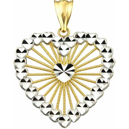 Handcrafted 10kt Gold Multi-Heart Diamond-Cut Charm Pendant