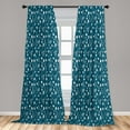 thumbnail image 5 of Ambesonne Botanical Curtains, Scandinavian Flowers Plot, Pair of 28"x84", Petrol Blue White Grey, 5 of 5