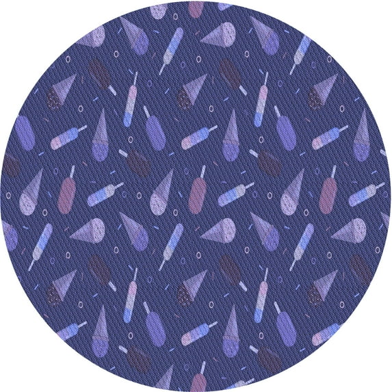 Ahgly Company Indoor Round Patterned Blue Whale Blue Area Rugs, 3' Round