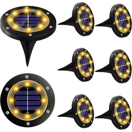 

Solar Ground Lights Outdoor 8 LED Frosted Ground Lights Waterproof Landscape Lighting Underground Lights Garden Disc Lights for Walkway/Driveway Decoration - Warm （8 Pack）