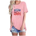 thumbnail image 2 of Fiudx Ofertas Relámpago Camiseta de Manga Corta con Cuello Redondo y Estampado de Bandera de Moda para Mujer, 2 of 4