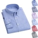 thumbnail image 3 of Blusa de manga larga para hombre Camisa informal juvenil con estampado de rayas verticales y solapa fina para ir de compras a la oficina, 3 of 5
