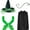 3PC+Glasses, variant on Green Witch Costume Accessories, Hat Cape Gloves Witchy Glasses for Adult Women for Cosplay Dress Up