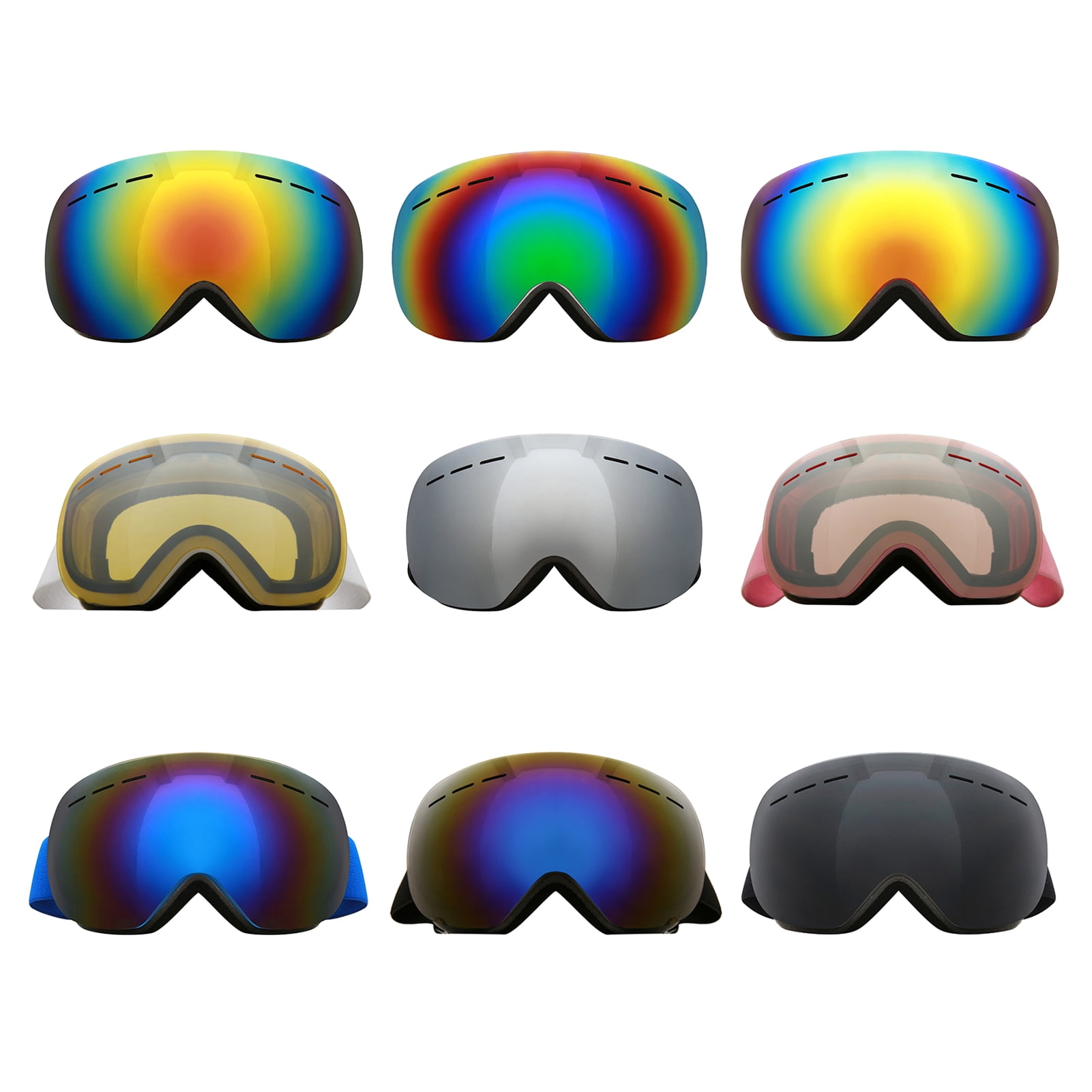 Cheers.US Ski Goggles Frameless UV Protection Snow Goggles for Men Women  Snow Ski Double Layer Adjustable Strap Winter Anti-Fog Snow Ski Glasses for  