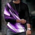 thumbnail image 2 of IROINNID On Sale Mens Pullover Shirts Long Sleeve Round Neck Pullover Line 3D Printed T-Shirt Blouse,Purple, 2 of 7