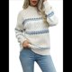 thumbnail image 3 of Suéteres Casuales de Punto con Estampado de Leopardo para Mujer, Suéteres de Larga con Cuello Redondo Albaricoque XL, 3 of 10