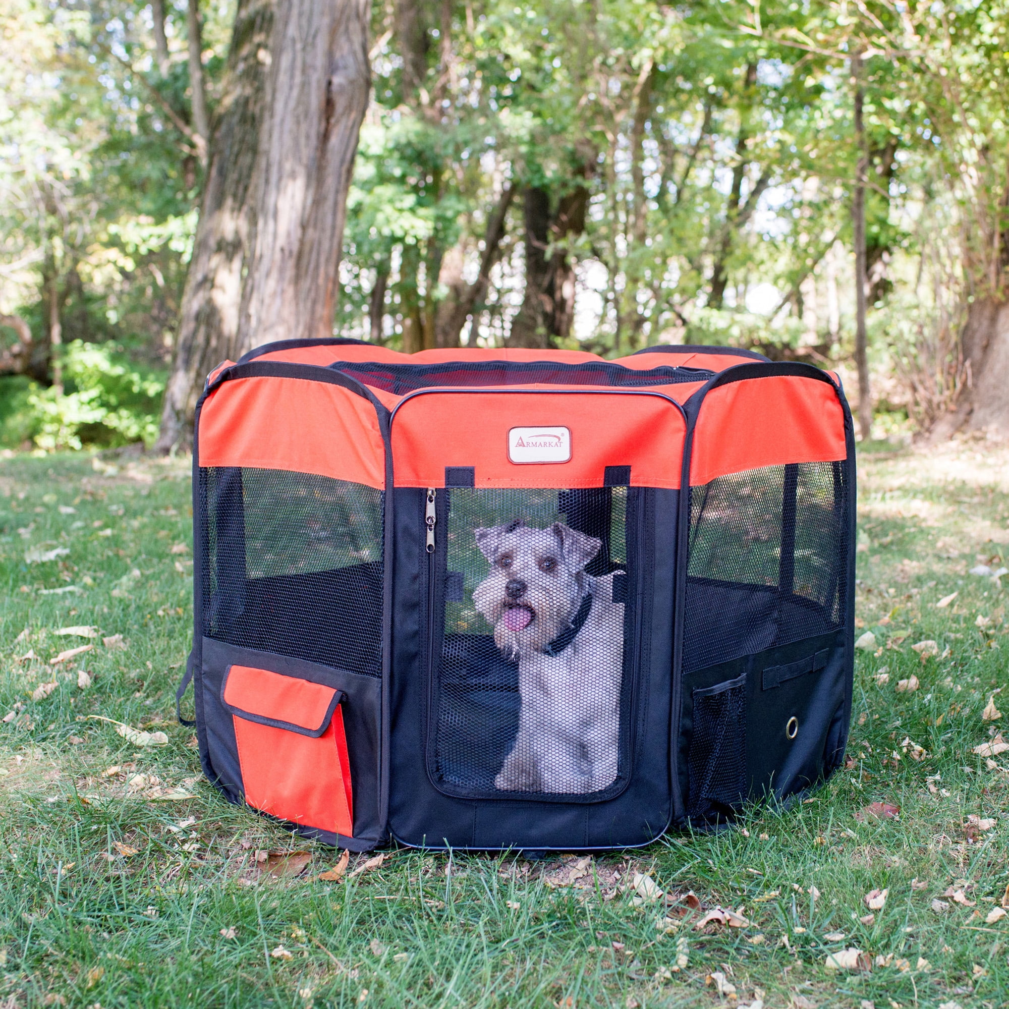 Armarkat Model PP002R-M Portable Pet Playpen in Black and Red Combo