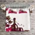 thumbnail image 3 of Ambesonne Wine Quilted Bedspread Set 3 Pcs, Vintage Abstract Sketch, Queen Size, Olive Green Hot Pink, 3 of 3