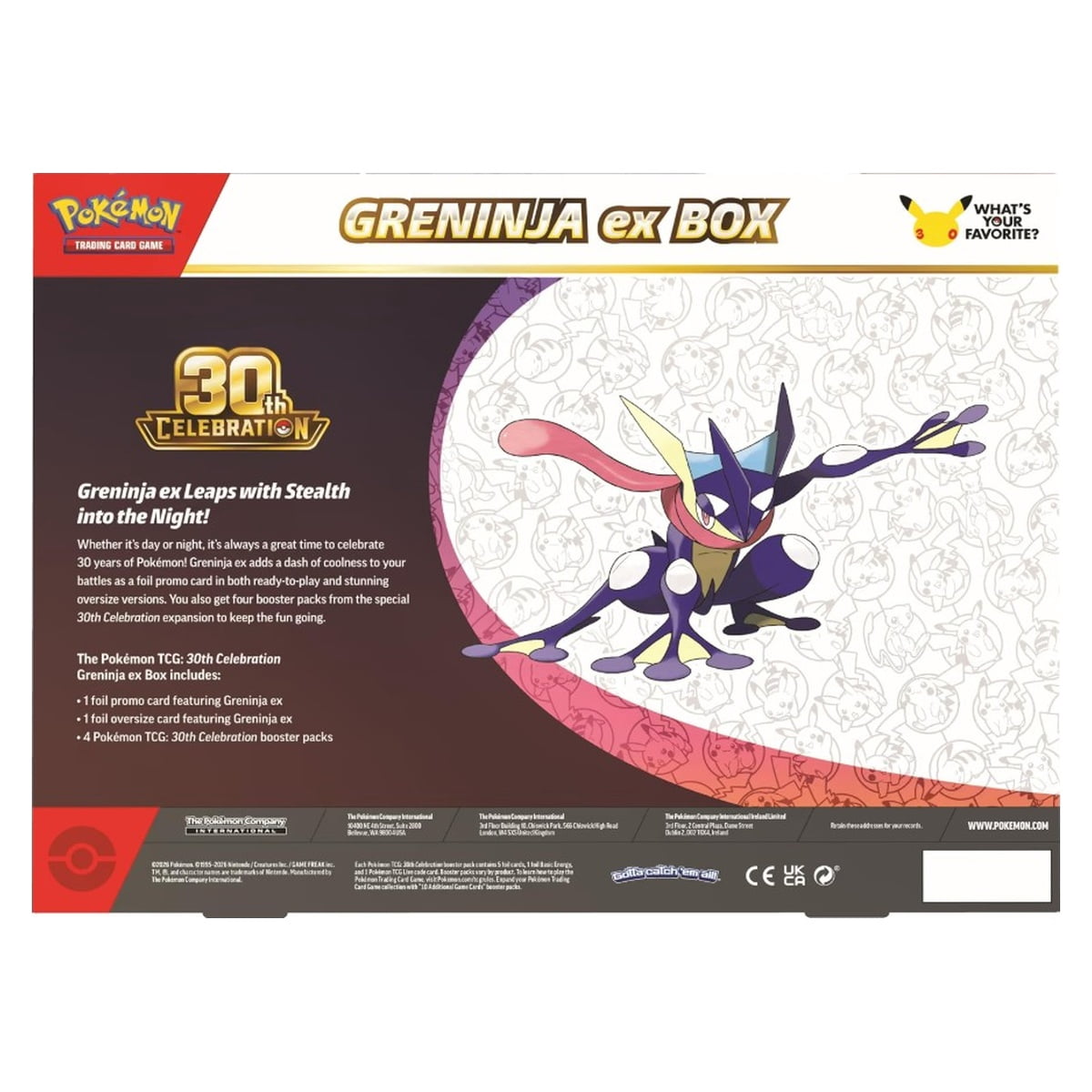 Greninja Pokemon 30th Celebration Ex Box