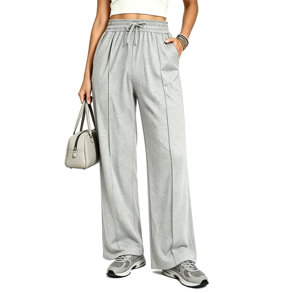 REDESS Sweatpants for Women Wide Leg Casual Baggy Black Sweatpants Drawstring Workout Pants with Pockets,S-XXL