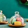 thumbnail image 2 of Small Dessert Plate Dessert Cup Mousse Tray Cake Plate Wooden Glass Cover Dessert Plate Glass Domed Serving Plate for Confectionery and Baked Goods, 2 of 7