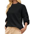 thumbnail image 3 of Women Fall Winter Long Sleeve Knit Sweater Solid Color Crewneck Pullover, 3 of 5