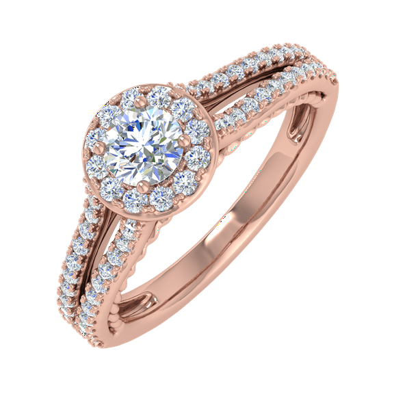 5/8 Carat Diamond Halo Ring in 10K Rose Gold - IGI Certified (Ring Size 6.5)
