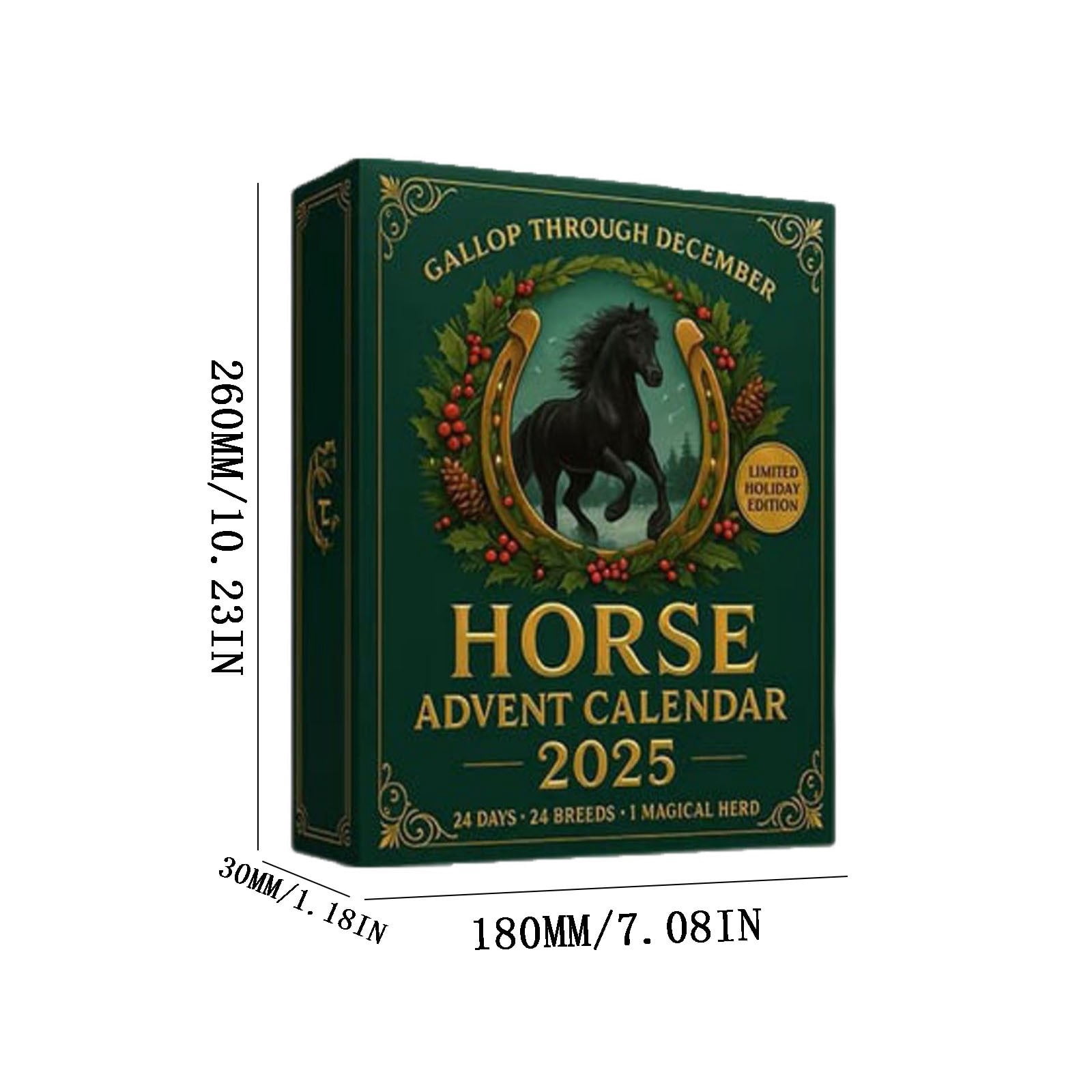 JilgTeok 3 Packs Horse Lovers Advent Calendar 2025 with 24 Breed Ornaments, Festive Countdown Decor for Christmas Tree, Unique Holiday Gift for Equestrian Enthusiasts