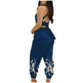 thumbnail image 4 of Wycnly Womens Jumpsuits Sexy Backless Club Elastic Waist Strap Maxi Jumpsuits Overalls Trendy Tie-Dye Print Square Neck Sleeveless Long Summer Rompers Navy xl, 4 of 7