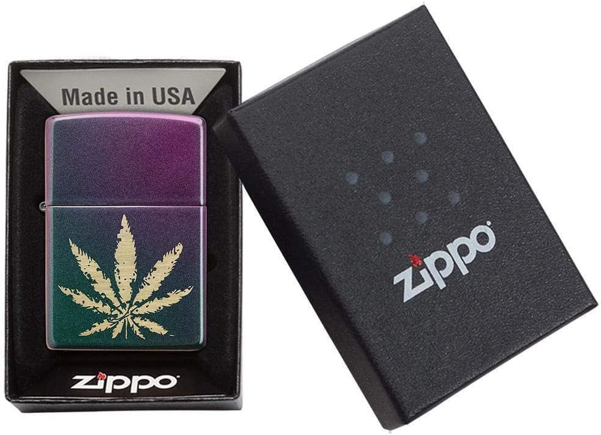 Zippo Lighter - Personalized Custom Message Engraved on Back for Iridescent Leaf Windproof Zippo Lighter #49185
