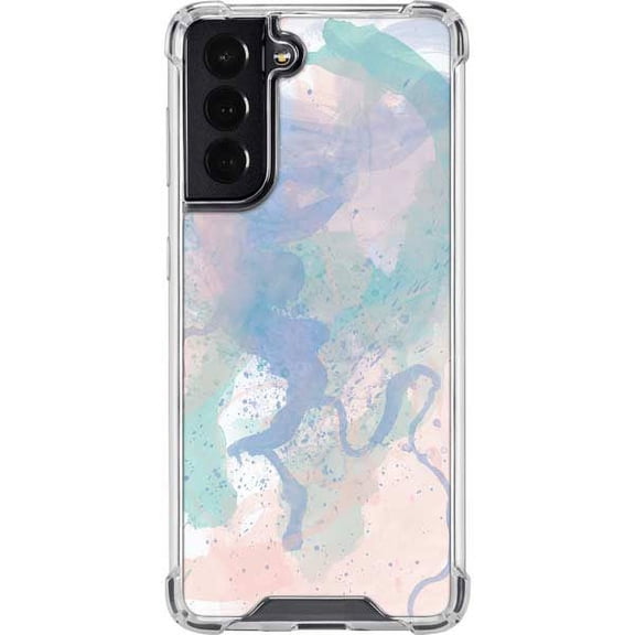 Skinit Abstract Art Rose Quartz & Serenity Splatter Galaxy S22 Clear Case