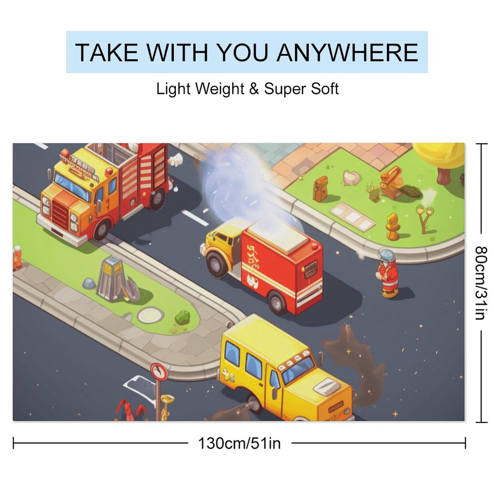 Fire Engine Car Truck Microfiber Beach Towel Lightweight 63''x32'' Oversized Extra Large Towels Quick Dry for Travel Pool Yoga Gym Sports Accessories Vacation Essential