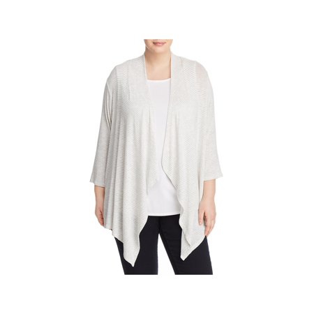 Cupio Cupio Womens Plus Drape Stripe Cardigan Sweater White 2x