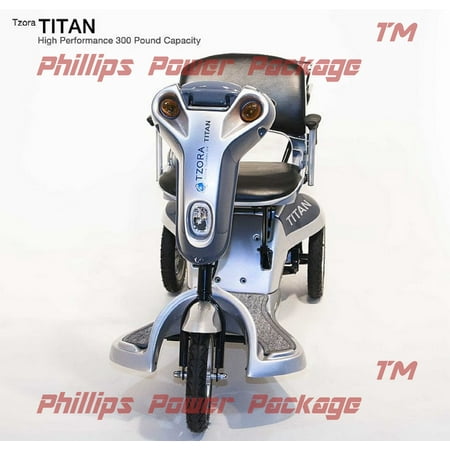 Tzora - Titan - Folding Lightweight Scooter - 3-Wheel - Silver - PHILLIPS POWER PACKAGE TM - $500 VALUE