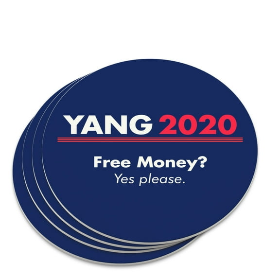 Yang 2020 Free Money Universal Basic Income Novelty Coaster Set