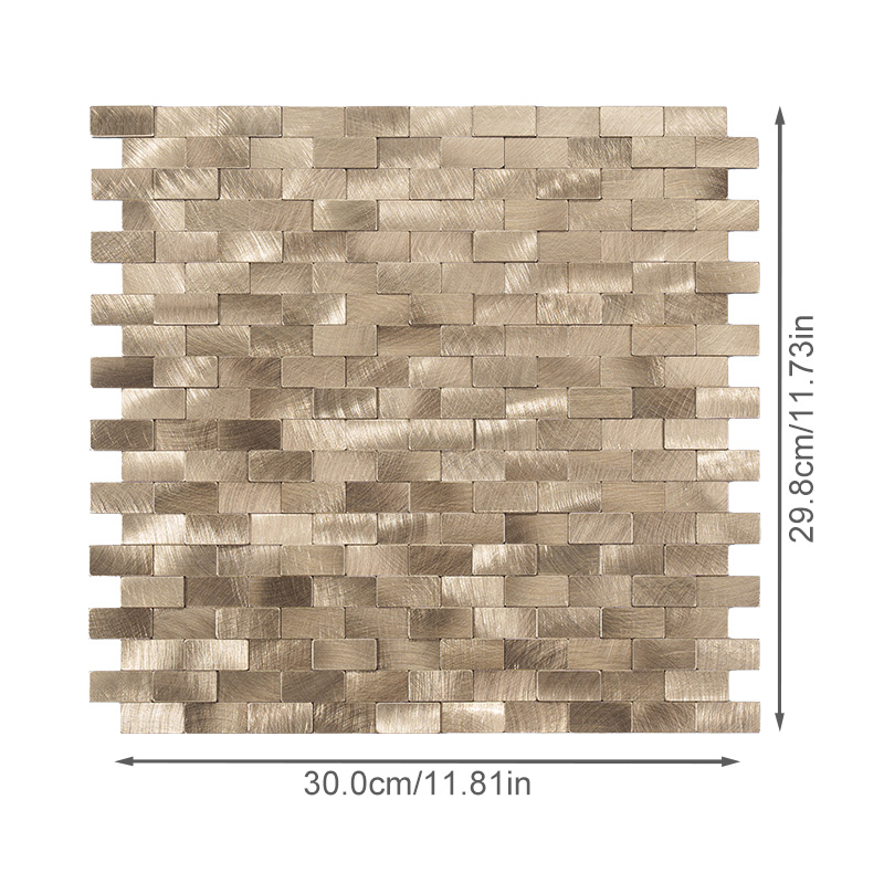 10pieces Striped and long-shaped Self-Adhesive Aluminum Composite Mosaic Peel-and-Stick Tiles No Grout, Easy DIY Backsplash & Accent Wall – Scratch, Splash & Heat-Resistant Metal Finish 11.8"x11.7"