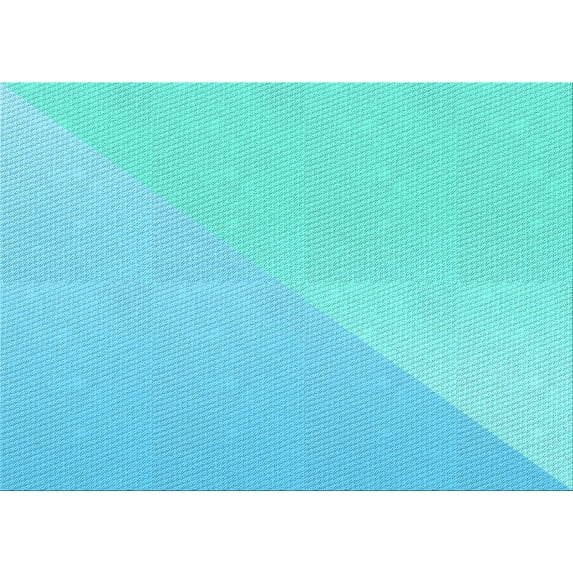 Ahgly Company Indoor Rectangle Patterned Bright Turquoise Blue Area Rugs, 7' x 9'