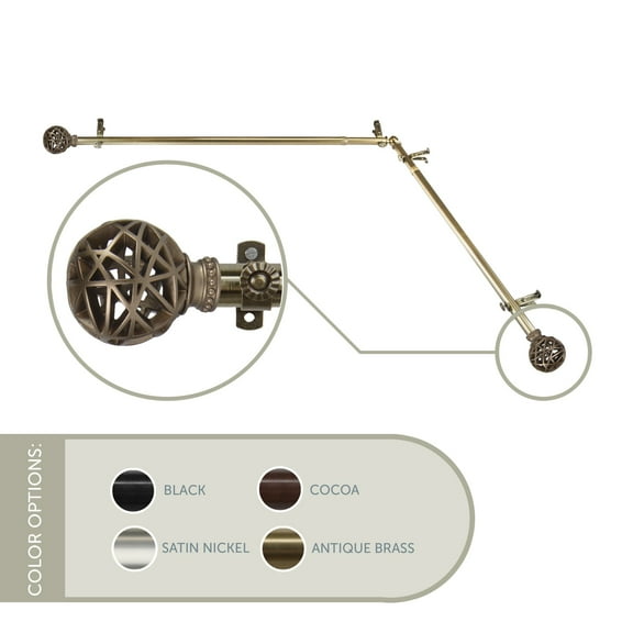 13/16 inch Ruston Corner Window Curtain Rod 66-120" - Antique Brass