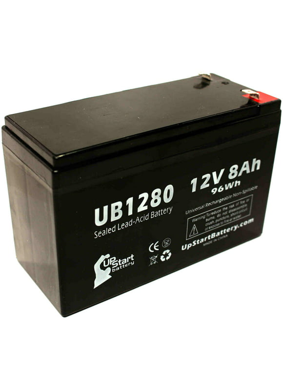 Compatible Interstate Batteries SLA1272 Battery - Replacement UB1280 Universal Sealed Lead Acid Battery (12V, 8Ah, 8000mAh, F1 Terminal, AGM, SLA) - Includes TWO F1 to F2 Terminal Adapters