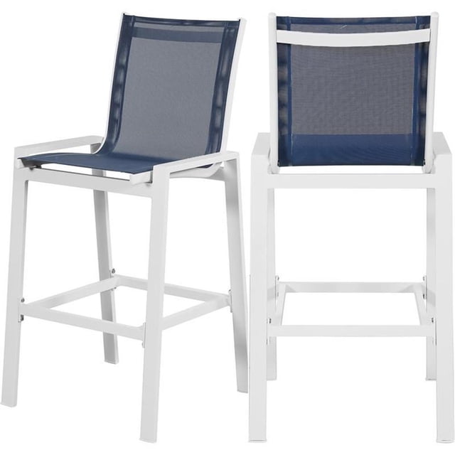 Pemberly Row Modern Navy Outdoor Patio Mesh Barstool (Set of 2)