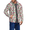 thumbnail image 2 of Wukai Flower Print Men's Zip-Up Hoodie,Fleece Full-Zip Hoodie for Men, Hooded Sweatshirt-Large, 2 of 5