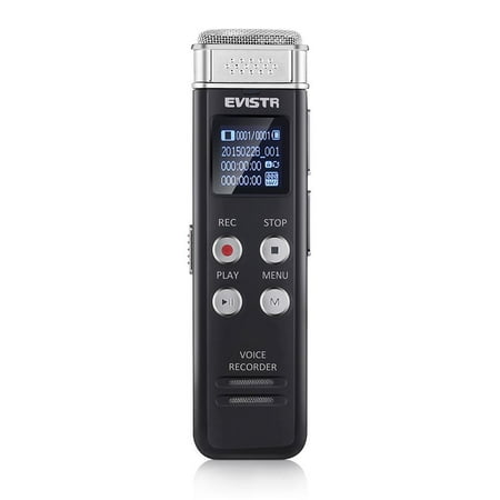 EVISTR Slim Digital Voice Recorder Black _ 8GB _ 46Hours Capacity _ Simple Operation Mini Hidden Recorder Metal Body Auto