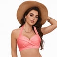 thumbnail image 4 of TOWED22 Women Underwire Bikini Top - Push Up Swimsuit Top Twist Front Swim Bra Retro Bathing Suit(Pink,S), 4 of 9