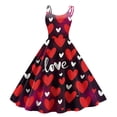 thumbnail image 2 of LWavelet 2026 Valentine's Off-the-shoulder Heart Polka Dot Dress, Women's Rose Accent Flowy A Line Sundresses Vermilion XL, 2 of 4