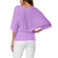 thumbnail image 5 of Plus Size Women's V Neck T Shirt: Batwing Sleeve, Loose Fit, Solid Color, Comfortable, 5 of 5