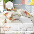 thumbnail image 5 of Easter Rabbit Full Size Comforter Set, Spring Red Orange Pink Floral Plant Newspaper Texture Bedding for All Seasons, 4 Pcs Bed Set, 1Quiltcover (86"x86") ,1Sheet(80"x116"), 2Pillowcases (30"x20"), 5 of 11