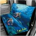thumbnail image 3 of KUIFORTI Blue Sea Turtle Car Seat Covers Set of 14 with Auto Center Console Armrest Pad Car Headrest Covers Steering Wheel Cover Seat Belt Pads Cars Cup Coasters for Most Cars, 3 of 7