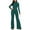 Green jumpsuits for women, variant on Wycnly Womens Jumpsuits Fall Elegant Flared Leg Empire Waist Ladies Long Jumpsuits Trendy Solid Half High Neck Long Sleeve Maxi Rompers for Women