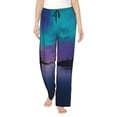 thumbnail image 1 of Fotbe Night At Lake Aurora Pantalones de Pijama para Mujer, Pantalones de Dormir, Pantalones Pj con Cordón y Bolsillos-3X-Large, 1 of 6