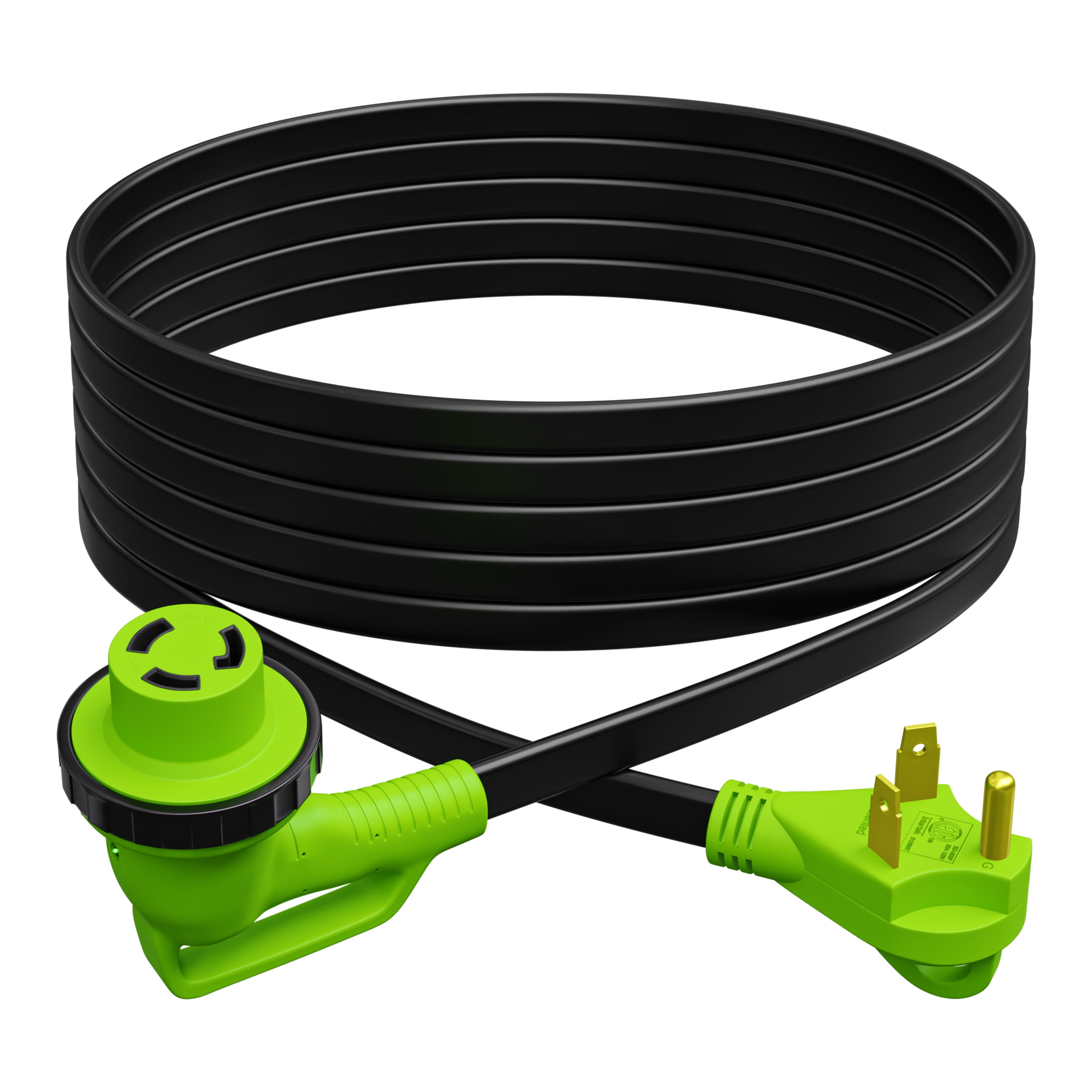 Leisure Cords 90 Degree 10FT Power Extension Cord with 30 AMP Male Standard / 30 AMP Female 90 Degree Locking Adapter (30 Amp - 10 Foot)