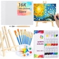 thumbnail image 1 of 52 Piezas kit de Pintura, Juegos de Caballete de Pintura com 1 Bastidores para Pintar y 12 Lienzo para Pintar, 24 Colores Pinturas Lavables no T&oacute;xicas, 10 Pinceles y 1 Paleta Arte Regalo Pe, 1 of 9