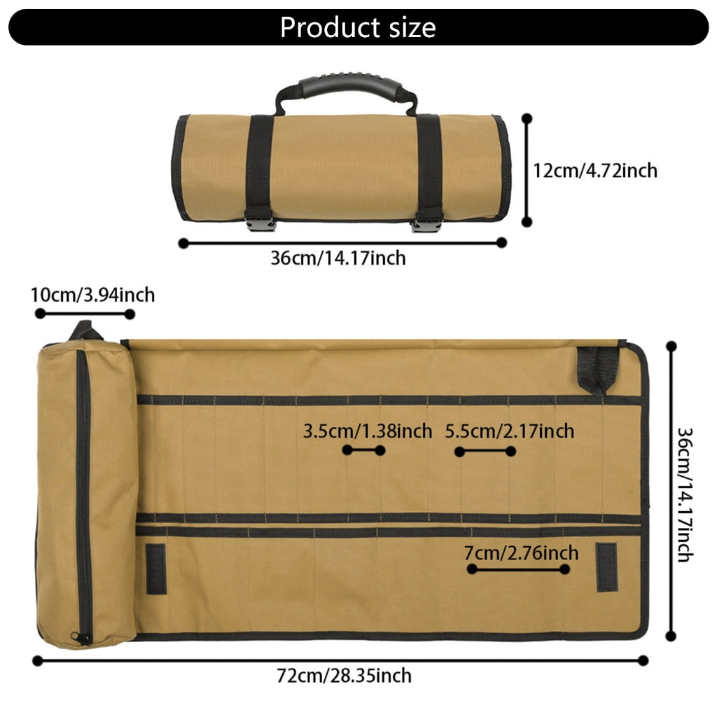 Portable Tool Storage Bag with Multi Pockets Hardware Tool Pouches Rolling Up Organizers Bag for Mechanics Electrician