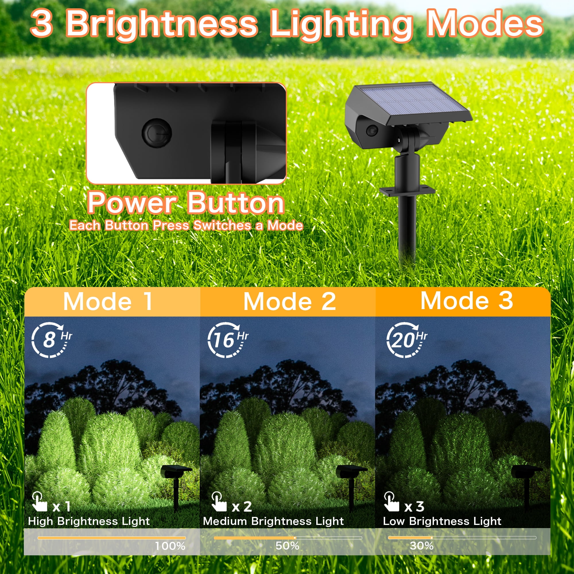 CHARKEE Solar Spot Lights Outdoor Waterproof,6 Pack/64 LED Solar Powered Garden Lights for Yard Landscape Lighting Decoration