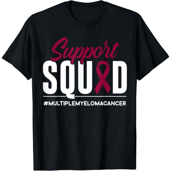 Support Squad Multiple Myeloma Cancer Awareness Gift T-ShirtMen and women, Black T-shirt, size: Extra large