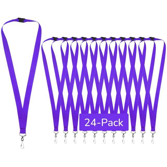 Lanyards WEZEBEL de 24 unidades, morado, con broche de seguridad y gancho metálico